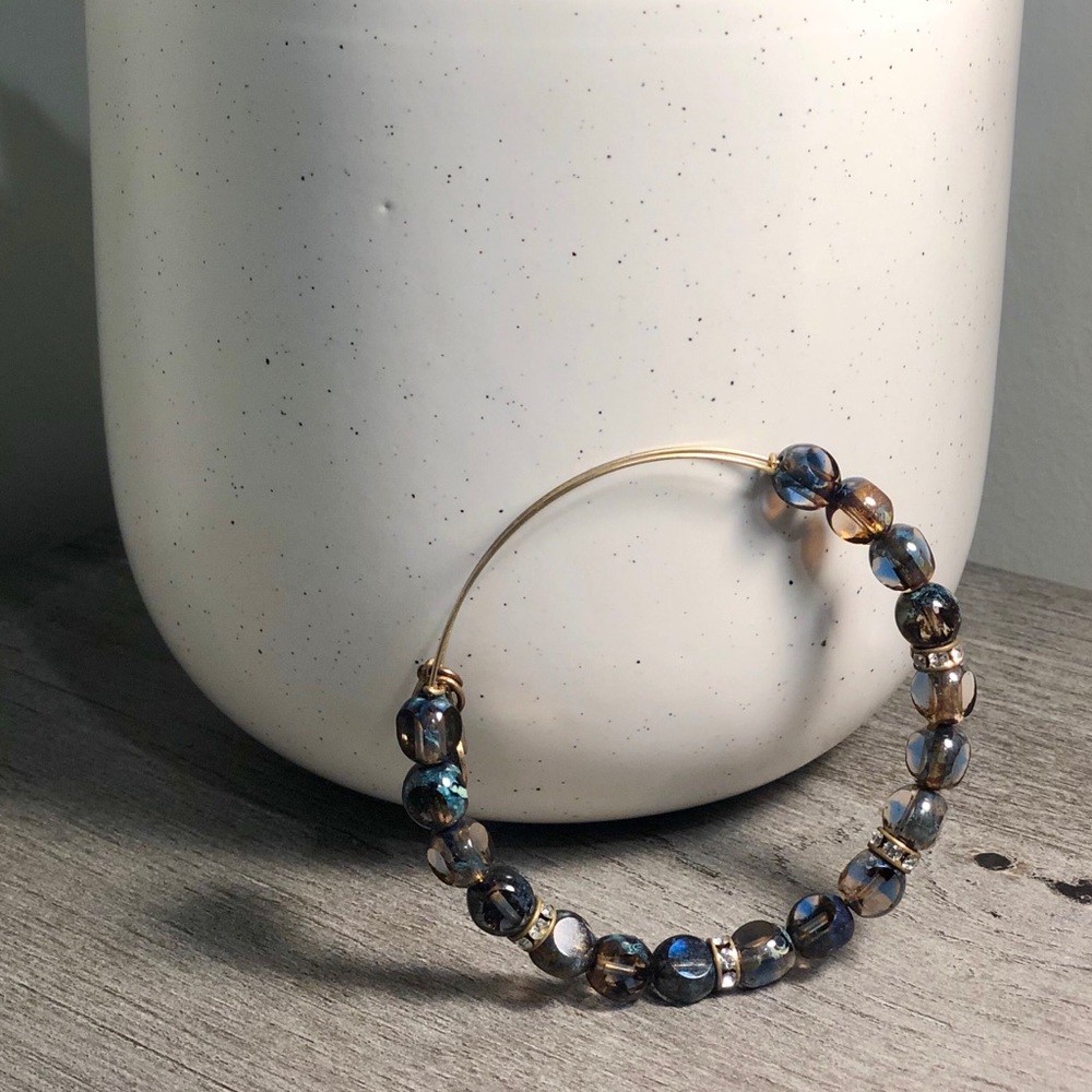 Alex and Ani beaded bracelet gold & amber tones
